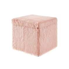 a pink fur stool on a white background