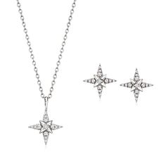 Ross-Simons - .25ct t. w. Diamond North Star Jewelry Set: Earrings, Pendant Necklace. 16". When it comes to great style, our sparkling North Star set will never steer you wrong! .25 ct. t. w. round diamonds decorate post/clutch earrings and a cable-chain necklace that includes a 2" extender and lobster clasp. Crafted in sterling silver. Diamond North Star jewelry set. Diamond birthstones are the perfect gift for April birthdays. Diamond Anklet, Italian Gold Jewelry, Pearl Bracelet Gold, Pearl Strands Necklace, Diamond Birthstone, Fine Jewelery, Mixed Metal Jewelry, Set Earrings, Earrings Pendant