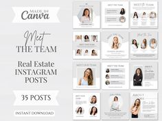 the real estate instagramm postcard template is shown in grey and white colors