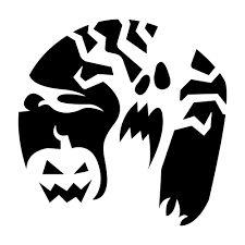 a black and white silhouette of a man's head with a pumpkin on it