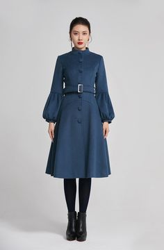 Blue women single breasted winter warm coat with pockets 2261 – XiaoLizi Knee-length Single Breasted Winter Outerwear, Winter Knee-length Outerwear With Button Closure, Knee-length Outerwear With Button Closure For Winter, Elegant Long Sleeve Blue Wool Coat, Elegant Blue Long Sleeve Wool Coat, Blue Long Wool Coat For Winter, Blue Wool Coat With Pockets For Fall, Solid Knee-length Winter Outerwear, Blue Long Wool Coat For Fall