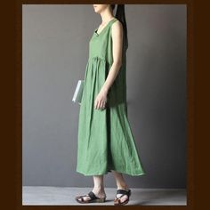 Green linen summer maxi dress sleeveless sundressThis dress is made of cotton linen fabric, soft and breathy, suitable for summer, so loose dresses to make you comfortable all the time.Measurement:Size S length 116cm / 45.24" Bust 92cm / 35.88" Waist 98cm / 38.22" Cuff 38cm / 14.82" hem 190cm / 74.1"Size M length 120cm / 46.8" Bust 96cm / 37.44" Waist 104cm / 40.56" Cuff 40cm / 15.6" hem 200cm / 78"Size L length 123cm / 47.97" Bust 102cm / 39.78" Waist 108cm / 42.12" Cuff 42cm / 16.38" hem 205cm Dresses To Make, Maxi Dress Sleeveless, Loose Dresses, Linen Summer, Cotton Linen Fabric, Summer Maxi, Loose Dress, Summer Maxi Dress, Dress Sleeveless