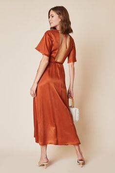 Eco Friendly Dress, Fall Bridesmaid Dresses, Wedding Guest Outfits, Rust Dress, Bride Tribe, Chiffon Bridesmaid, Party Outfits, Sustainable Clothing, Hem Dress