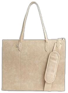 Work Tote Beige Back with Trolley Sleeve Stacked on Luggage Chic Beige Laptop Bag, Beige Laptop Bag For Business, Chic Beige Rectangular Laptop Bag, Elegant Beige Laptop Bag For Everyday Use, Beige Rectangular Laptop Bag For Work, Elegant Beige Rectangular Laptop Bag, Rectangular Shoulder Bag With Signature Hardware, Elegant Daily Use Bags With Signature Hardware, Elegant Bags With Signature Hardware For Daily Use