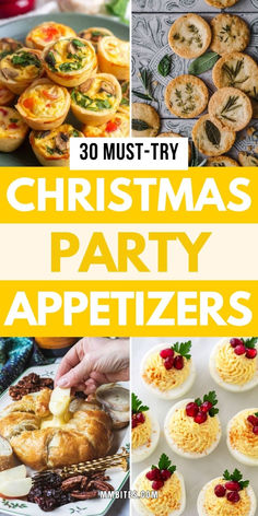 christmas party appetizers with text overlay