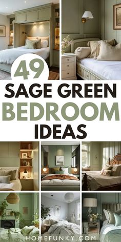 a collage of sage green bedroom ideas