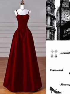 Gorgeous A line Straps Satin Burgundy Prom Dress P1878 – PreppyDress Red Dress With Jewelry, Red Dresses Long Elegant, Red Prom Dresses Long Elegant Classy, Red Dress Prom, Red Formal Dresses, Dark Red Dresses, Mermaid Prom Dresses Lace, Purple Prom Dress