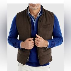 This Silas Quilted Vest Features Soft Faux Suede On One Side And A Water Resistant Nylon Layer On The Other. You Pretty Much Get Two Different Styles In One Vest. Flip It Inside-Out For A Completely Different Look. One Of Our Favorite Pieces Of The Season, The Silas Is Something Special. Shell: Faux Suede 100% Polyester Lining: 100% Nylon Double Zip Reversible Quilted Vest Nylon Lining Magnetic Closure Pockets New Without Tags Winter Business Casual Vest With Pockets, Business Casual Winter Vest With Pockets, Brown Cotton Outerwear For Layering, Casual Brown Outerwear For Layering, Versatile Brown Outerwear For Winter, Casual Winter Vest For Business Casual, Casual Brown Outerwear For Business Casual, Winter Business Casual Vest, Casual Business Winter Vest