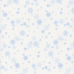 a white and blue wallpaper with snow flakes