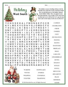 a word search for the holiday word search