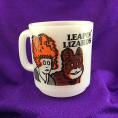 Little Orphan Annie Mug Leapin Lizards Milk Glass Coffee Mug Coffee Cup Glasbake Made in USA - Etsy