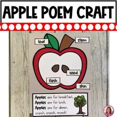 an apple poem craft for kids to use with their own writing practice materials, such as apples