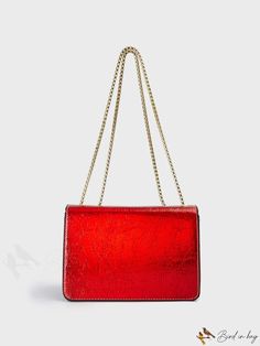 Color: Red Green Details, Chain Pattern, Word Wrap, Bag Bag, Square Bag, Chain Strap, Colorful Backgrounds, Pu Leather, Shoulder Bag