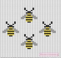 the cross stitch bee pattern is shown in yellow and black