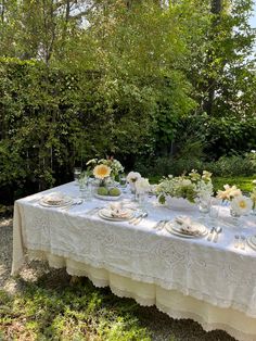 Macrame Tablecloth, Outdoor Dinner Party Table, Boathouse Wedding, Outdoor Dinner Parties, Earthly Delights, French Country Garden, Wedding Tablecloths, Dinner Party Table, Garden Of Earthly Delights