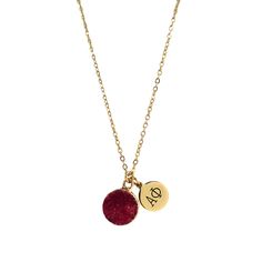 PRICES MAY VARY. STUNNING & STYLISH SORORITY NECKLACE: Your search for a beautiful sorority necklace ends here. Our Alpha Phi jewelry features a lovely little disc pendant with AP engraved alongside a red druzy gemstone for good luck and good vibes. AP SISTERHOOD SORORITY GIFT: Solidify your sisterhood with this beautiful AP necklace. It is a perfect sorority gift for women for bid day, graduation, and other special occasions. Wear it with pride and add an elegant, stylish touch to your daily fa Red Initial Pendant Jewelry As A Gift, Red Initial Pendant Jewelry Gift, Red Initial Pendant Jewelry For Gift, Personalized Red Round Pendant Charm Necklaces, Adjustable Red Personalized Necklace, Sorority Merchandise, Engraved Pendant, Sorority Gifts, Red Gemstones