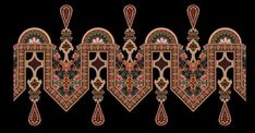 an ornate design on a black background for wall hangings or curtains with floral designs