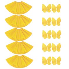 a set of yellow paper fan shapes