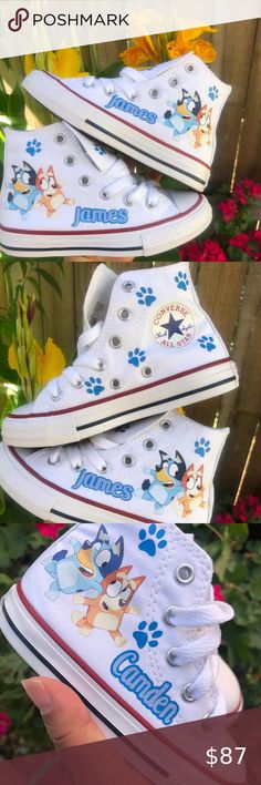 Bluey personalized kids shoes/ Custom shoes Bluey Bingo Shoes Diy, Bluey Painted Shoes, Bluey Shoes Diy, Bluey Custom Shoes, Bluey Shoes, Original Converse, Bluey Stuff, Bingo Funny, Bluey Birthday