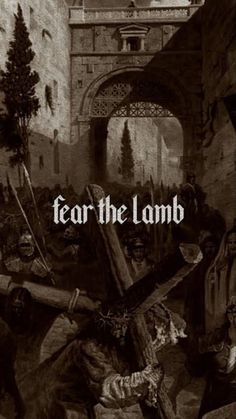 the cover to fear the lamb, with an image of a man holding a cross