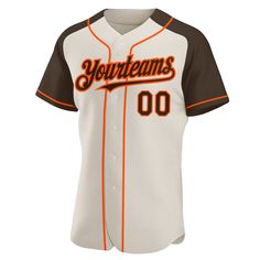 a baseball jersey with the name your team's on it and an orange stripe