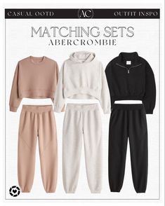 Abercrombie finds, track suit, sweat pant set, airport outfit, Gift guide ideas for 2023, casual chic outfit idea, winter outfit idea, 2023, neutral looks, casual loungewear, cozy winter outfit inspiration, winter fashion #beige #loungewear #neutral #style #comfy #aesthetic #liketkit #LTKGiftGuide #LTKsalealert #LTKU @shop.ltk Winter Tracksuit With Ribbed Waistband For Loungewear, Trendy Winter Tracksuit With Ribbed Cuffs, Winter Tracksuit With Ribbed Cuffs For Loungewear, Winter Cotton Tracksuit With Ribbed Cuffs, Winter Loungewear Sweats With Ribbed Cuffs, Track Pants Women