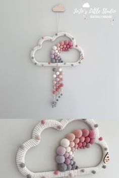 Beautifully handmade wall hangings, perfect for nurseries, children's rooms, playrooms, and any space around the house that needs some colour and fun. Handmade Nursery Decor, Baby Craft Ideas, Cloud Wall Hanging, Handmade Wall Hangings, Simpul Makrame, Pola Macrame, Nursery Wall Hanging, Baby Decor Diy, Macrame Baby