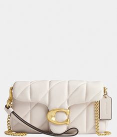 COACH
Quilted Pillow Leather Gold Hardware Tabby Wristlet #white #gold #fashion #purse  #coach Coach Tabby 26, Tabby Shoulder Bag, Coach Tabby, Quilted Pillow, Leather Wristlet, Quilted Leather, Leather Chain, Nappa Leather, Coach Purses