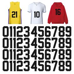 PRICES MAY VARY. PACKAGE INCLUDES: 44 pcs 0-9 white T-shirt heat transfer paper,There are 8 number 1s，enough for you to choose and combine any numbers PREMIUM MATERIAL: This heat transfer vinyl figure is made of high quality PET material and ink, it has strong tensile strength and is durable SUITABLE SIZE: iron on sports numbers are about 8 inches long with clear numbers, suitable for all kinds of competition uniforms and jerseys EASY TO USE: These iron on jersey numbers are individually cut and Cheap T-shirt With Number Print For Sports Events, Sports T Shirts, Sports Numbers, 8 Number, Jersey Numbers, This Heat, Team Uniforms, Football And Basketball, Sewing Trim