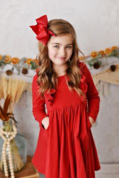 Serendipity Red Bella Pocket Dress Pocket Dresses, Girls Fall Dresses, Affordable Outfits, Girl Red Dress, Boutique Baby, Paris Chic, Baby Dress Design, Red Pocket, Dresses Casual Fall