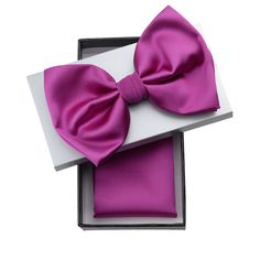 Solid satin bow tie is perfect for weddings, formal events, and special occasions. • Adjustable Neck Size 13.75 in. – 18.5 in. • Handmade of 100% Micro-Fiber • Fabric Care: Dry-clean Only • Self-Tie - Regular: 2.5 in. tall x 4.5 in. wide • Matching handkerchief included Solid Color Standard Tie Satin Bow, Standard Tie Satin Bow, Elegant Pre-tied Bow For Gift, Satin Bow Ties For Party, Satin Bow Ties For Parties, Satin Decorative Bow For Black Tie Events, Satin Bow For Black-tie Events, Elegant Pink Bow Tie For Black Tie Events, Elegant Pink Bow Tie Fitted