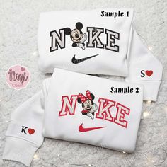 Mickey And Minnie x Nike Embroidered Couple Shirt, Disney Characters Embroidered Shirt, Nike Inspired Embroidered Hoodie Tinicloset, our esteemed clothing emporium, is a haven for those seeking to infuse their wardrobes with a unique blend of style and nostalgia. With a specialization in crafting custom embroidered shirts and an array of other meticulously embroidered apparel, Tinicloset stands as a beacon of creativity and individuality in the world of fashion. Our store is where dreams come to Disney Character Shirts, Nike Inspired, Embroidered Apparel, Disneyland Christmas, Maroon Hoodie, Hawaiian Shirt Women, Embroidered Shirts, Mickey And Minnie Mouse, Couple Shirt