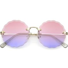 Women's Retro 1970's Round Gradient Gem Lens Sunglasses - zeroUV Half Frame Glasses, Fun Sunglasses, Circle Sunglasses, Oversized Round Sunglasses, Rimless Frames, Cute Sunglasses, Ace Attorney, Cutout Design, Metal Sunglasses