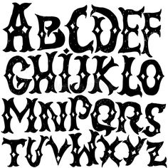 an old fashioned gothic alphabet in black and white