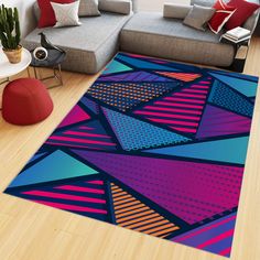 a living room area rug with an abstract design