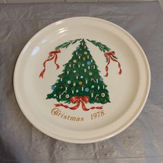 a plate with a christmas tree painted on it