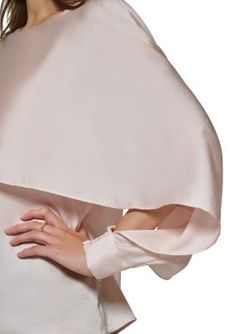 Cape sleeves take center stage on this satin finish blouse from DKNY. | DKNY Women's Long Sleeve Cape Blouse, Champagne, Medium Cape Blouse, Long Cape, Cape Sleeves, Center Stage, Satin Finish, Womens Clothing Tops, Women Long Sleeve, Cape, Champagne