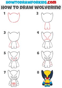 how to draw an adorable cartoon wolf