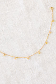 14k gold filled dainty chain anklet with small dangling citrine bead drops. Chain Anklet