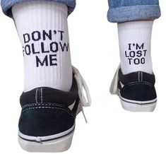 PRICES MAY VARY. Fabric: 90% cotton, 7% acrylic, 3% spandex Knitting Words: Don't Follow Me I'm Lost Too Choose for You and Your Friends, Family, As Birthdays and Christmas Gifts or Daily Wear Unisex Novelty Fun Funky Cool Cotton Tube Crew Cool Athletic Socks Our Size Suitable for Most People Unisex  Novelty Socks Crew Winter Funny Tube Socks Don't follow me I'm lost too -Knitting Words: Don't Follow Me I'm Lost Too~ - Composition: 90% cotton, 7% acrylic, 3% spandex  - Color:White   - Calf lengt Funny Letters, Art Socks, Stylish Socks, Great Gifts For Men, Sport Style, Funny Socks, Long Socks, Novelty Socks, Happy Socks