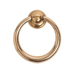 an open gold metal ring with a ball on the end and a hole in the middle