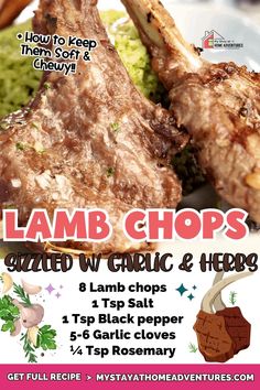 a poster advertising lamb chops and broccoli