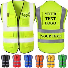 Custom Safety Vest for Men Women, Personalized Logo High Visibility Re – Amlion.Store Work Vest, Reflective Vest, Safety Vest, Safety Gear, Church Poster Design, Personalized Logo, Text Logo, Suit Vest, Men And Women