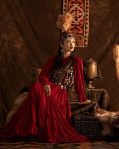 Kazakh National Costume, Kazakh Clothing, Kazakh Style, National Clothes, Figure Photography, National Dress, Turkish Fashion