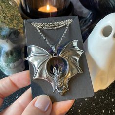 This gorgeous stainless steel bats will come On a 18" stainless steel chain. Tarnish resistant and hypoallergenic.  Thanks for looking x  Winnie x Halloween Silver Stainless Steel Jewelry, Bat Pendant, Bat Jewelry, Bat Necklace, Gothic Jewellery, Funky Jewelry, Wedding Jewellery Necklace, Fantasy Jewelry, Gothic Jewelry