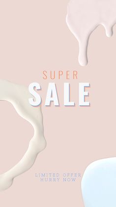 a pink and white poster with the words super sale on it