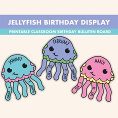 three jellyfish birthday cards with the words happy birthday