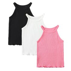 PRICES MAY VARY. Soft Toddler Tank Tops for Girls: This toddler girl tank tops made of 95% Cotton & 5% Spandex, ensures the comfortable wearing, soft, stretchable, breathable and skin friendly. Stylish Girl Summer Tank Tops: Toddler girl multipacks top camisoles, ribbed sleeveless, halter design, lettuce edge tank tops, cute and attractive. 3 Pack Toddler Girl Halter Tops: Toddler girl summer plain tank tops various color, suitable for Shopping, Home, School, Campus, Weekend, Party, Picnic, Dail Plain Tank Tops, Toddler Girl Summer, Girls Summer Tops, School Campus, Solid Tank Tops, Weekend Party, Tanktop Girl, Girl Fits, Halter Tops