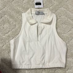 Never Worn Nwt Perf Condition Size Xs Cropped White Collared Crop Top For Summer, Color White, Womens Tops, Crop Tops, Women Shopping, White, Color