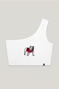 Georgia Football Outfit, Georgia Outfits, Uga Gameday Outfit, Uga Gameday, Trendy College Outfits, Georgia Football, Logo Application, Diy Tops, One Shoulder Top